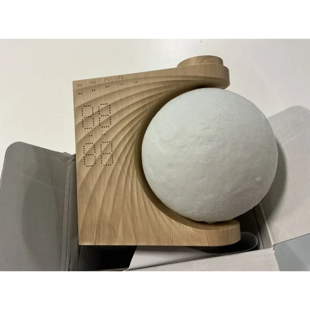 AIRIVO Sunrise Alarm Clock Moon Lamp Wood Grain Sound Machine New